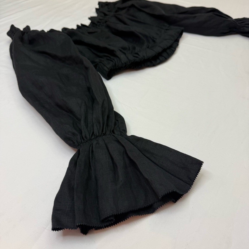 STAUD Black Off-Shoulder Puff Sleeve Blouse MEDIUM - Picture 4 of 8